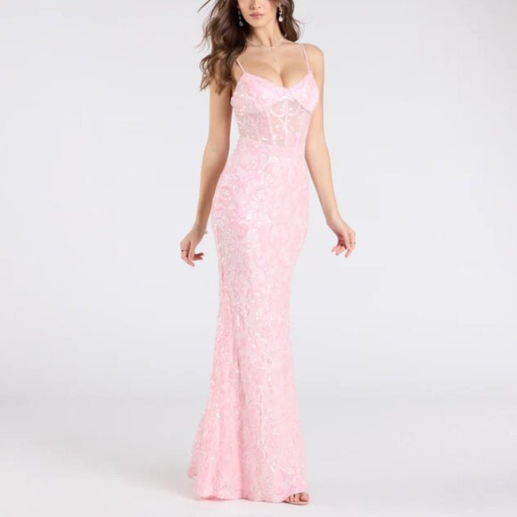 Windsor Dresses & Skirts - Windsor Rosalia Pink Sweetheart Mermaid Sequin Formal Dress